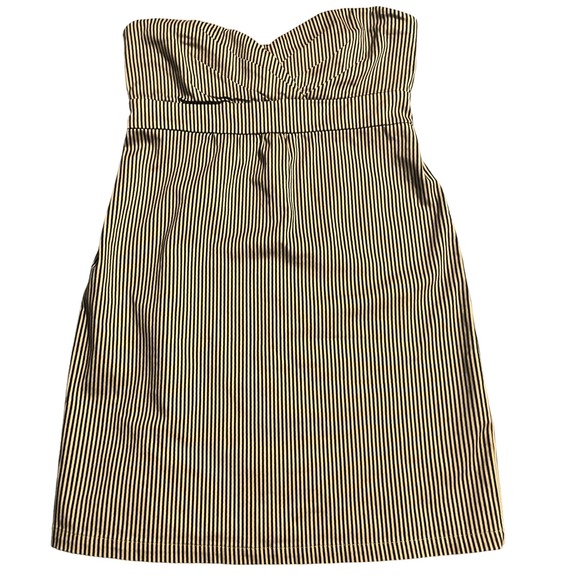 Volcom Corpo Class Tan Striped Mini Dress Strapless Casual Party Size Medium - Picture 1 of 4